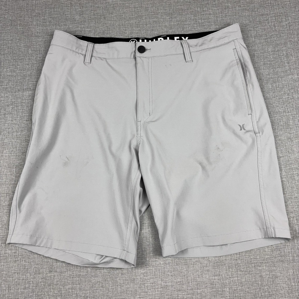 Hurley Shorts Mens 38 Gray Microfiber Chino Lined Stretch 10 Inseam Casual